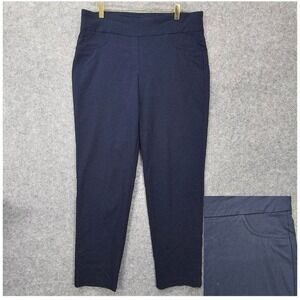 Ruby Rd Pants Womens 14 L Blue Performance Stretch Tapered Ponte Trousers 35x29